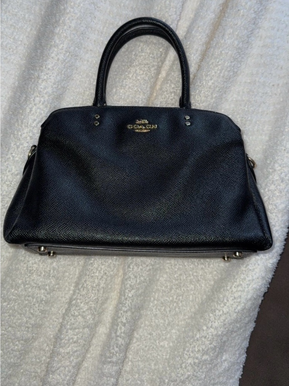 Coach Black Lillie Caryall Pebbled Leather Dome Satchel